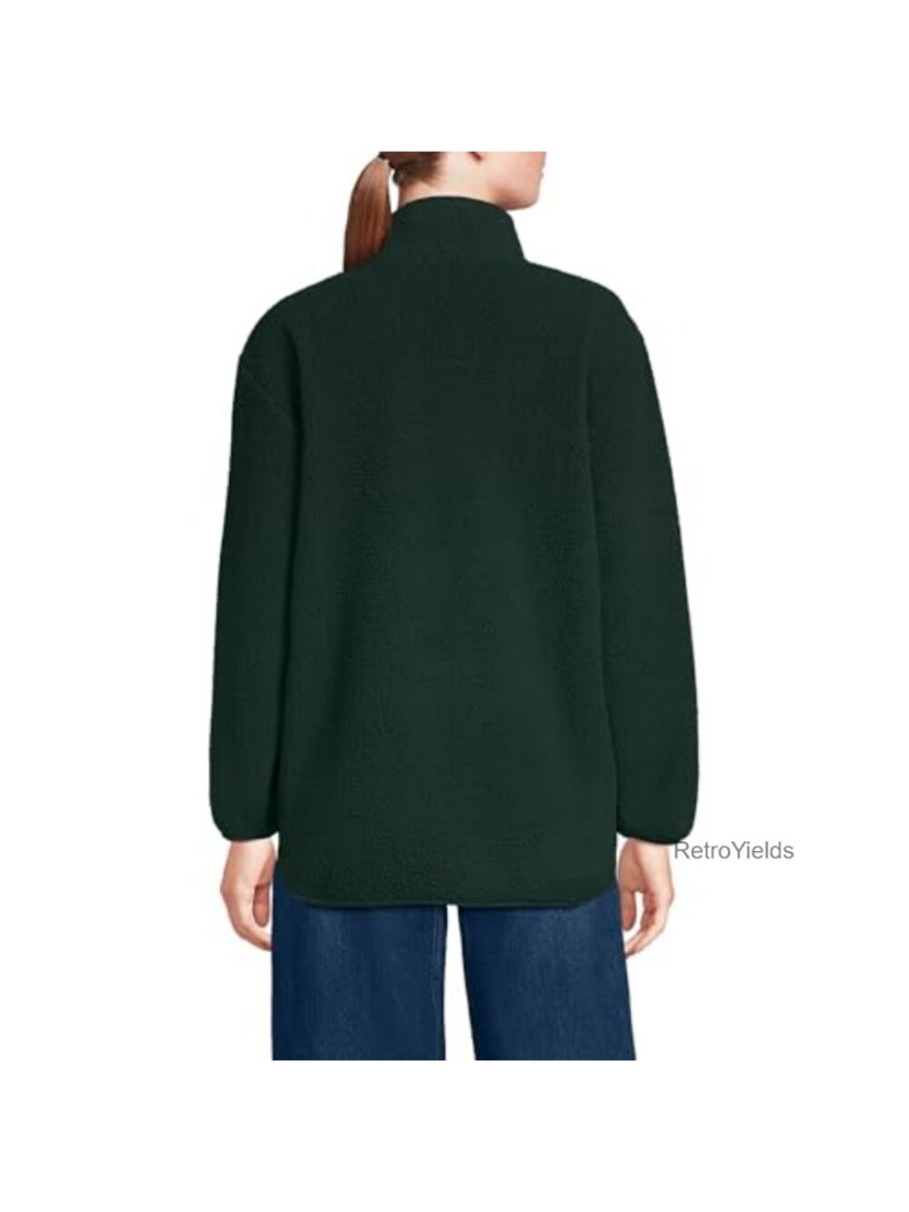 Cozy Sherpa Full Zip Fleece Jacket Stand Collar Rounded Hem